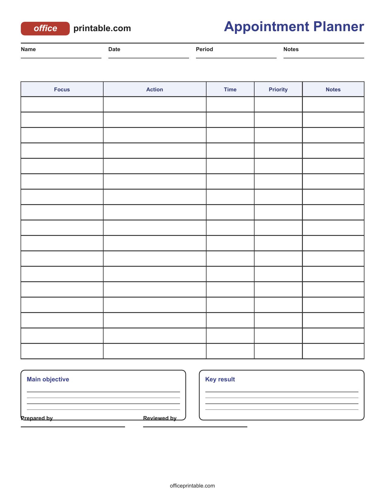 Preview of Appointment Planner Printable