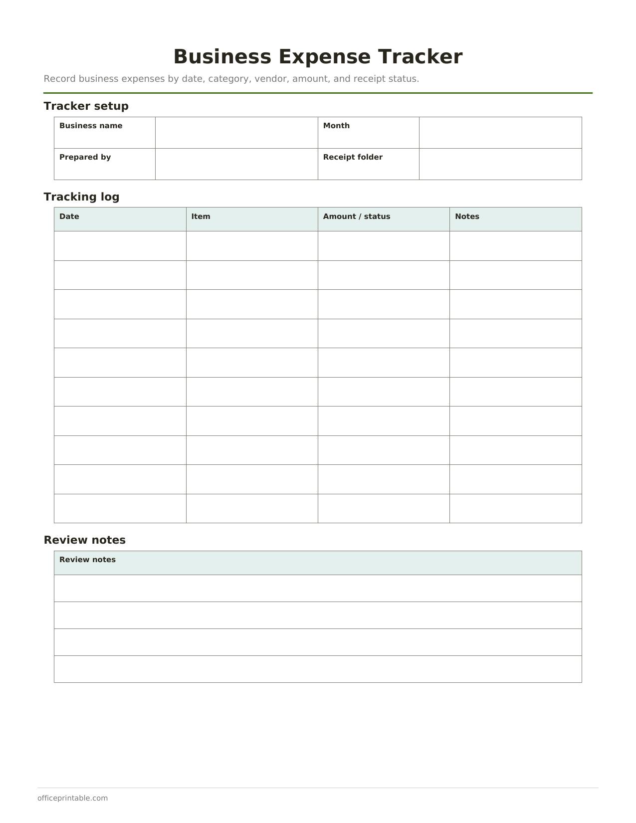 Preview thumbnail of Business Expense Tracker