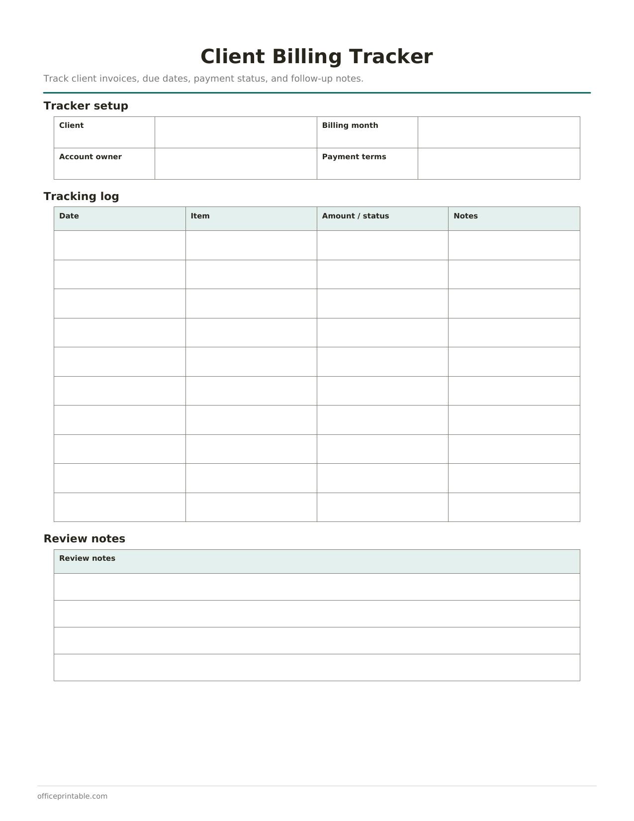 Preview thumbnail of Client Billing Tracker