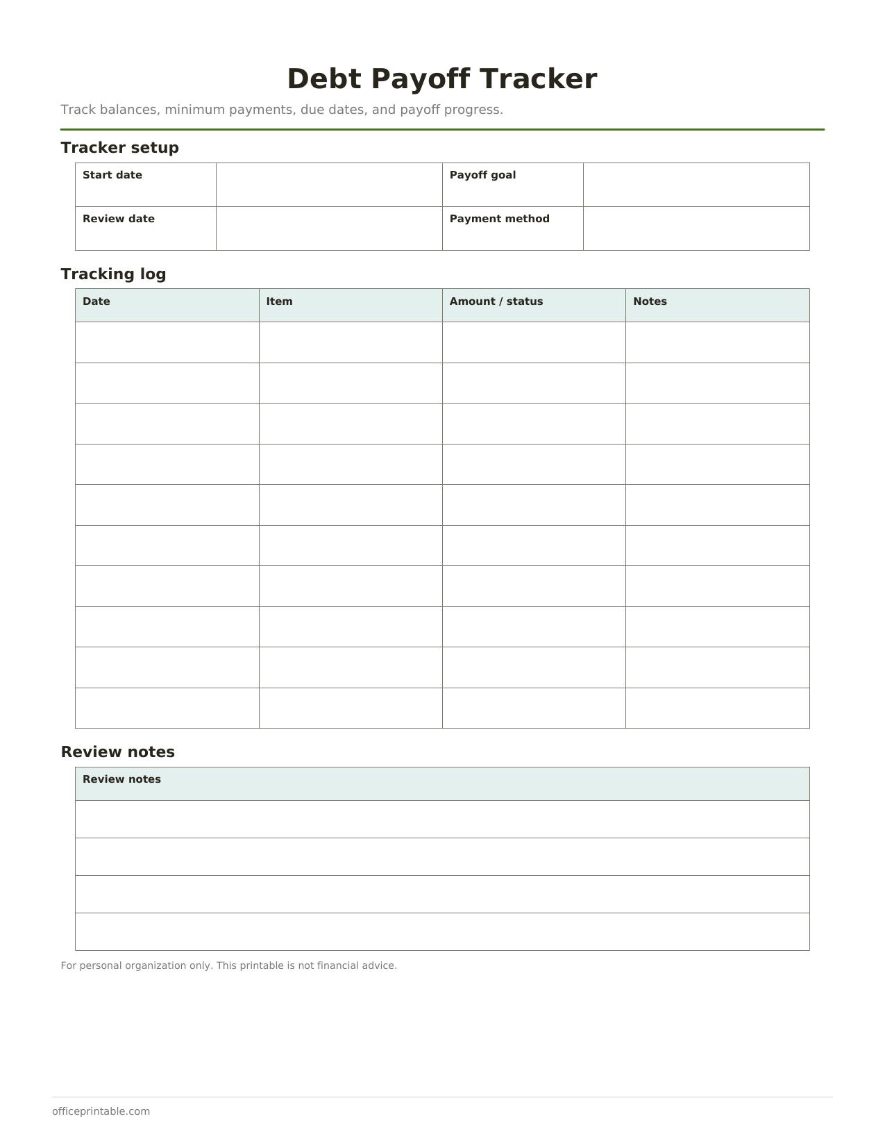 Preview thumbnail of Debt Payoff Tracker