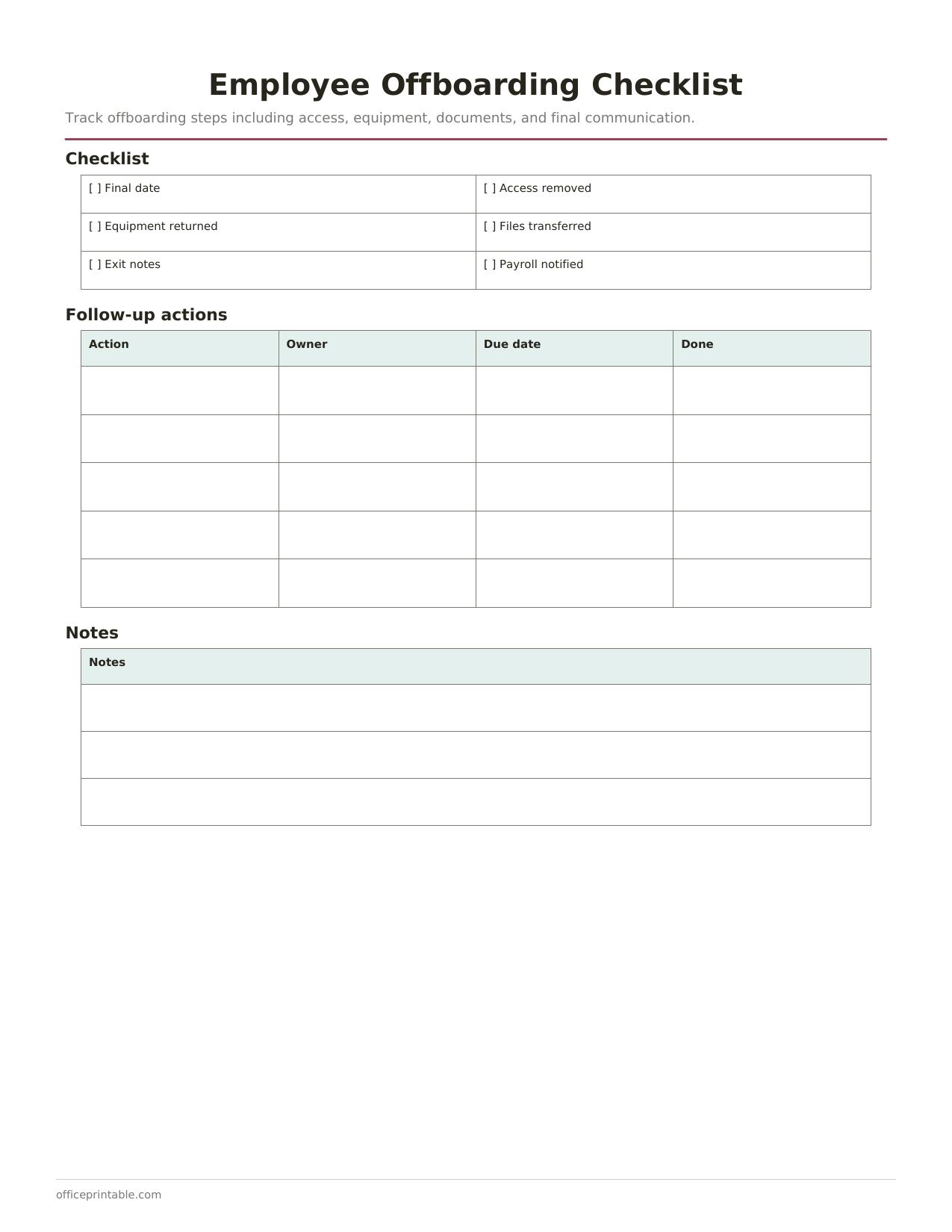 Preview thumbnail of Employee Offboarding Checklist