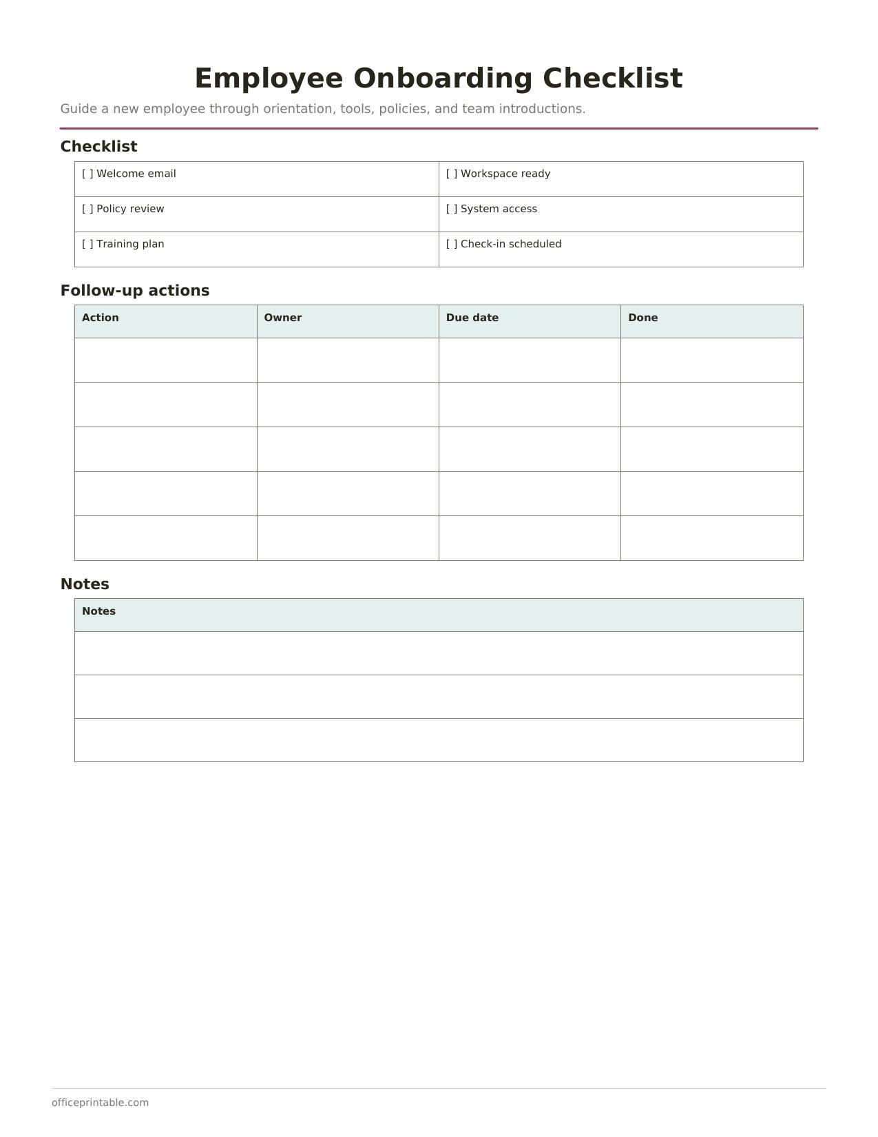 Preview thumbnail of Employee Onboarding Checklist