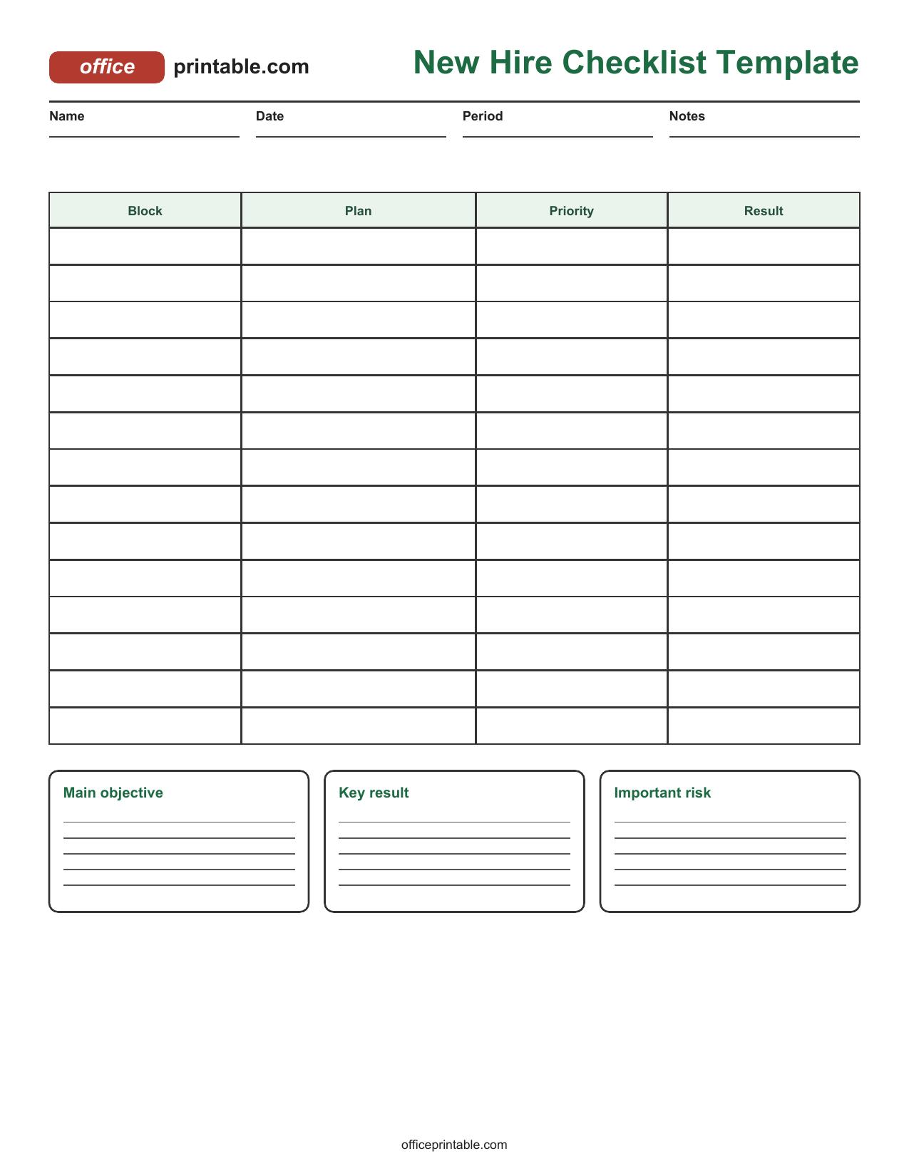 Preview of New Hire Checklist Template