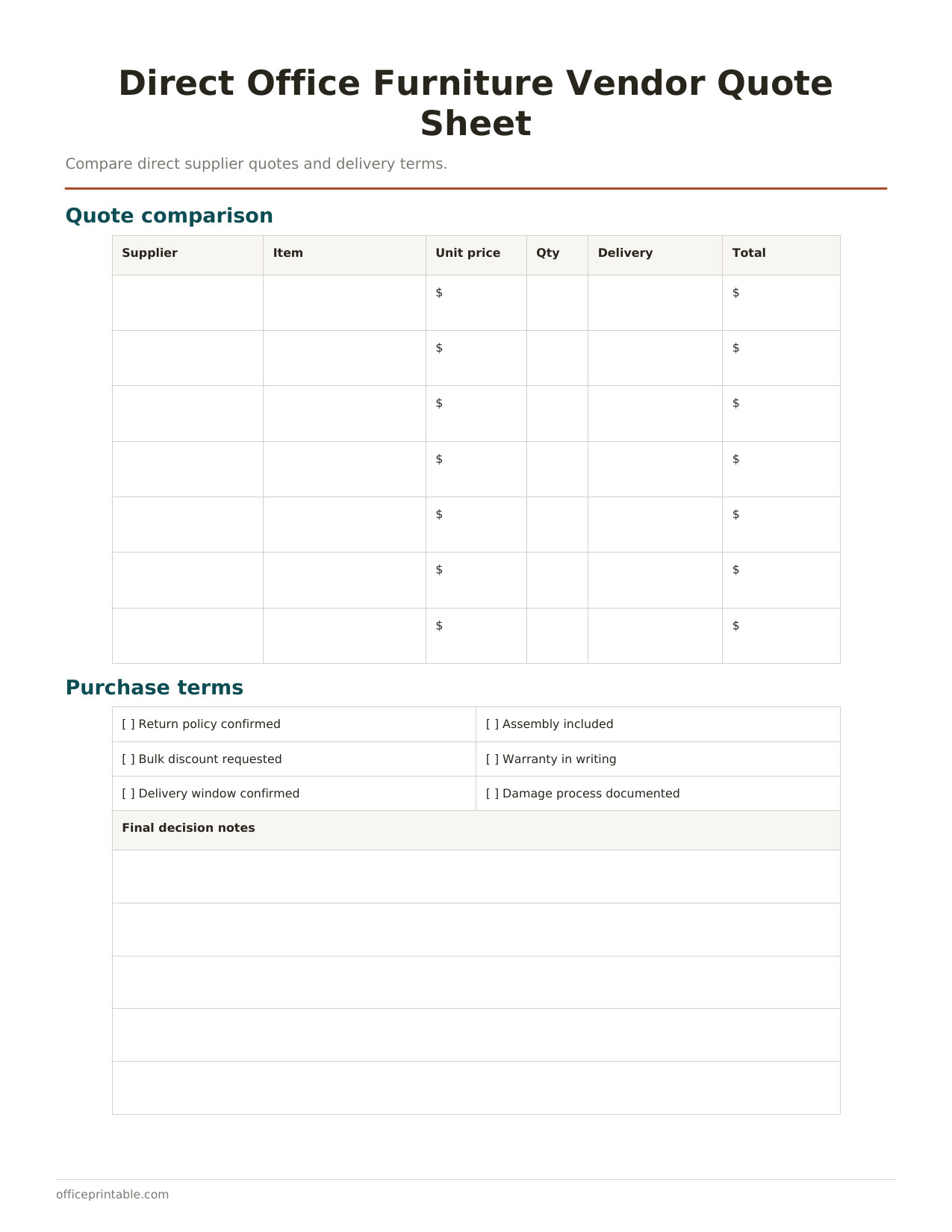 Preview thumbnail of Office Furniture Direct Buying Checklist