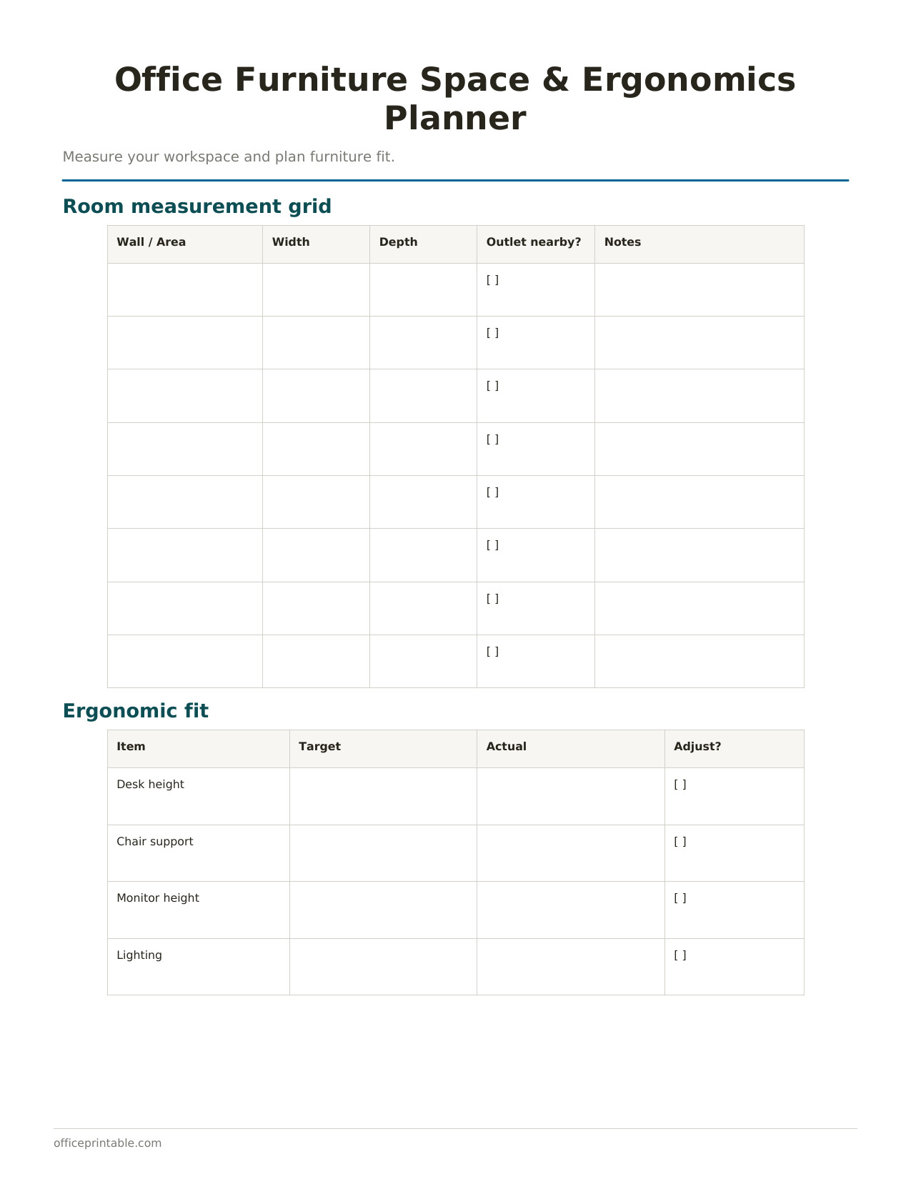 Preview of Office Furniture Measurement and Ergonomics Planner