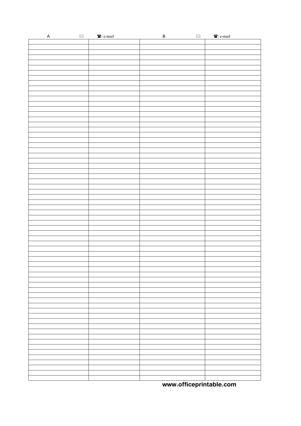 Preview of Phone List Printable