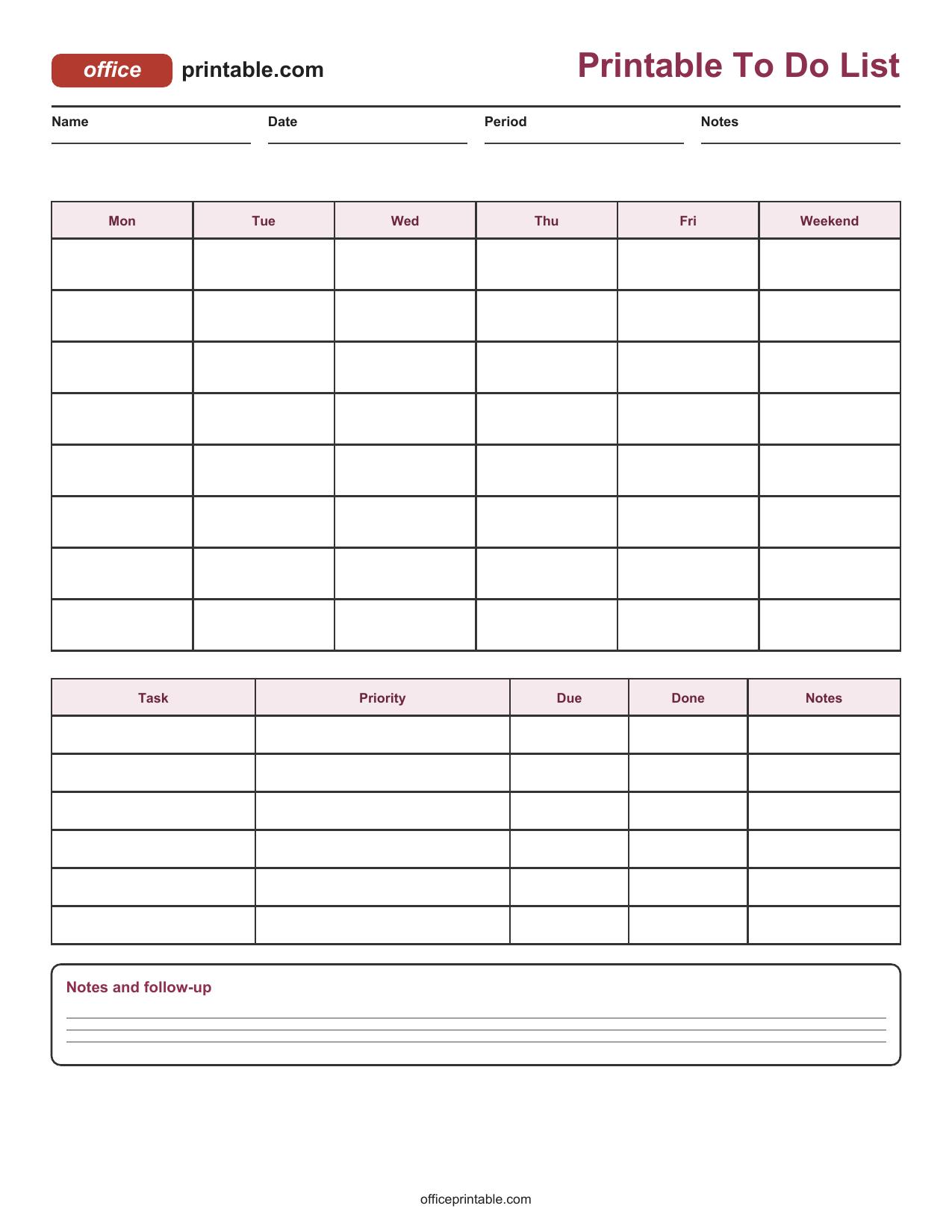 Preview thumbnail of Printable To Do List