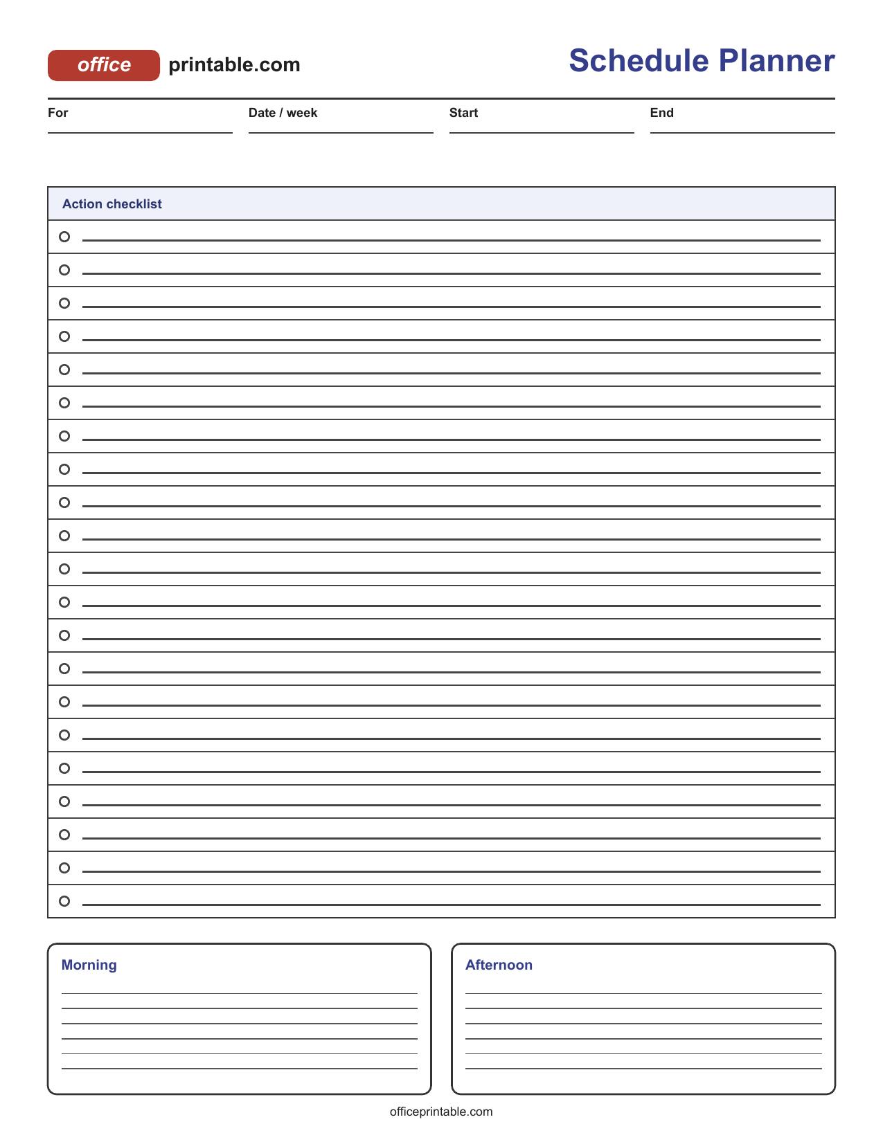 Preview thumbnail of Schedule Planner Printable