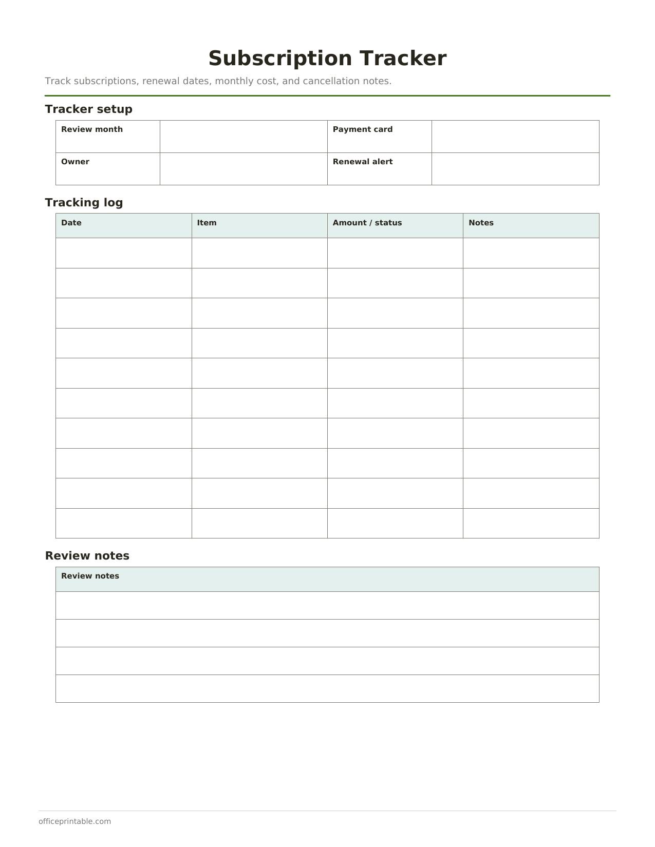 Preview thumbnail of Subscription Tracker