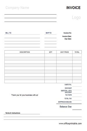Invoice Printables :: www.officeprintable.com
